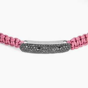 Black Diamond Baton bracelet in pink macramé and sterling silver (UK) 3