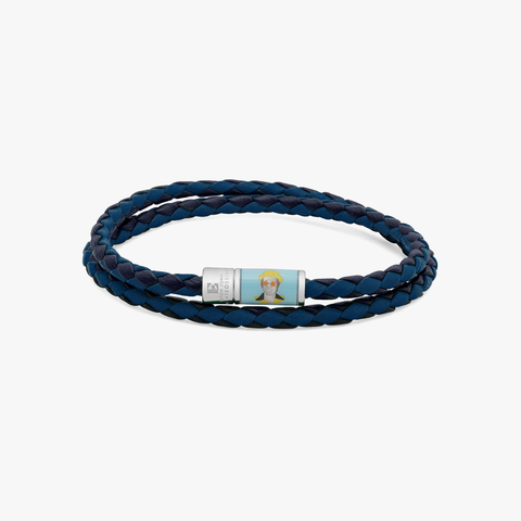 Star Pop bracelet in double wrap Italian blue and navy leathers (UK) 1