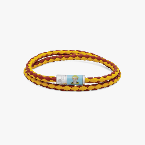 Star Pop bracelet  in double wrap Italian red and yellow leather (UK) 1