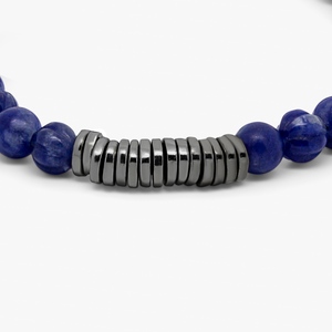 Classic Discs bracelet with sodalite  and black rhodium plated silver (UK) 4