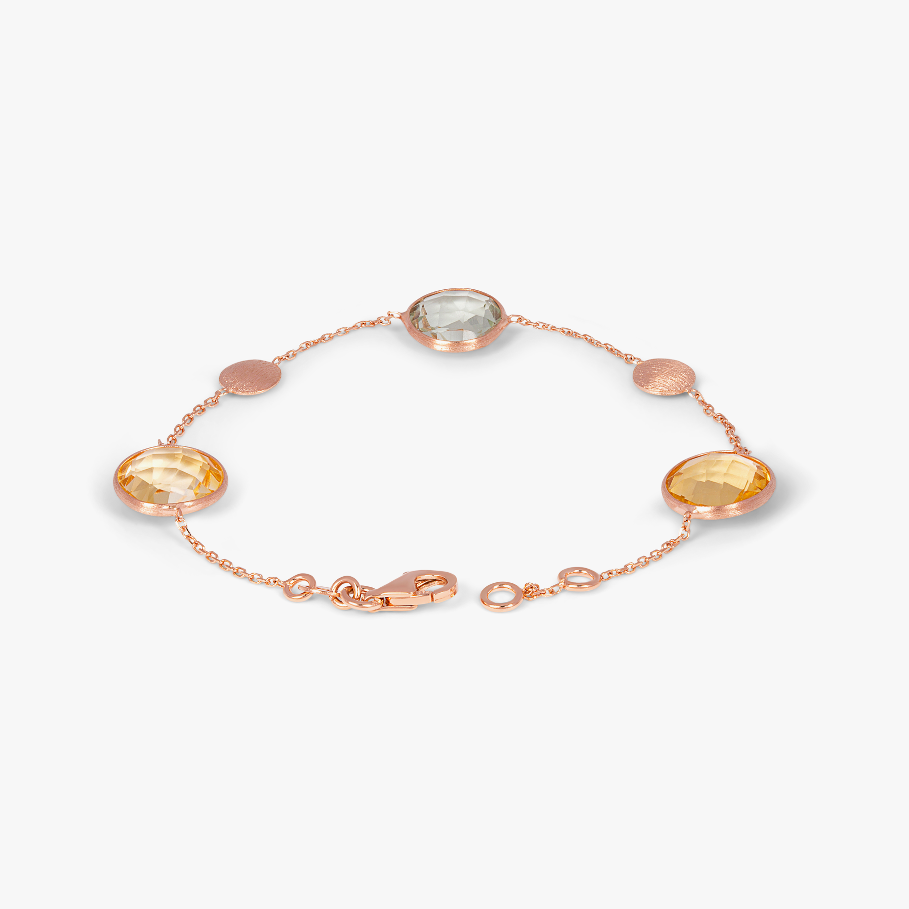 Kensington bracelet with citrine and prasiolite in 14k satin rose gold (UK) 3