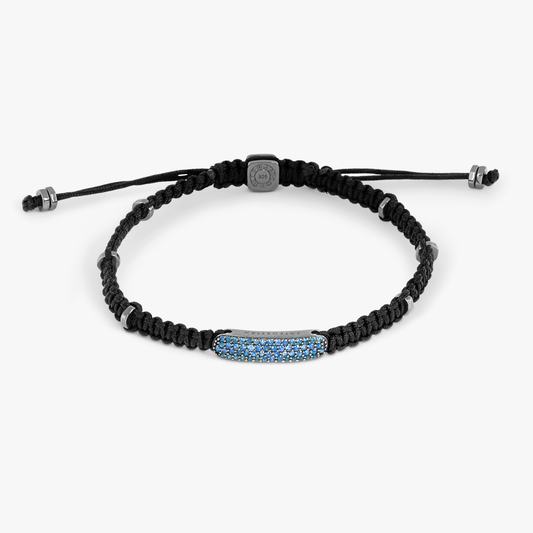 Baton Macrame Bracelet With Sapphire In Black