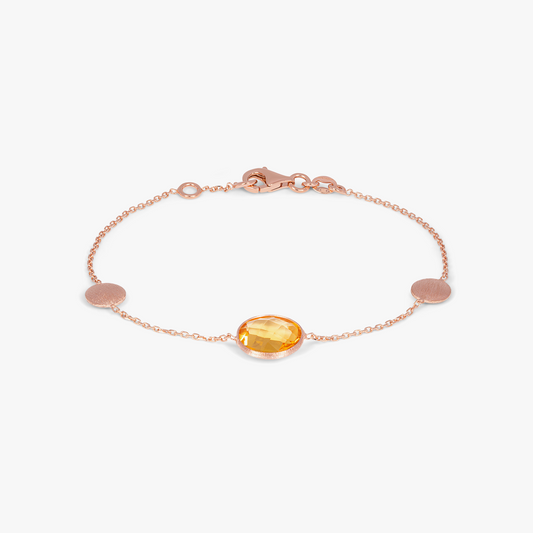 Kensington bracelet with citrine in 14k satin rose gold (UK) 1