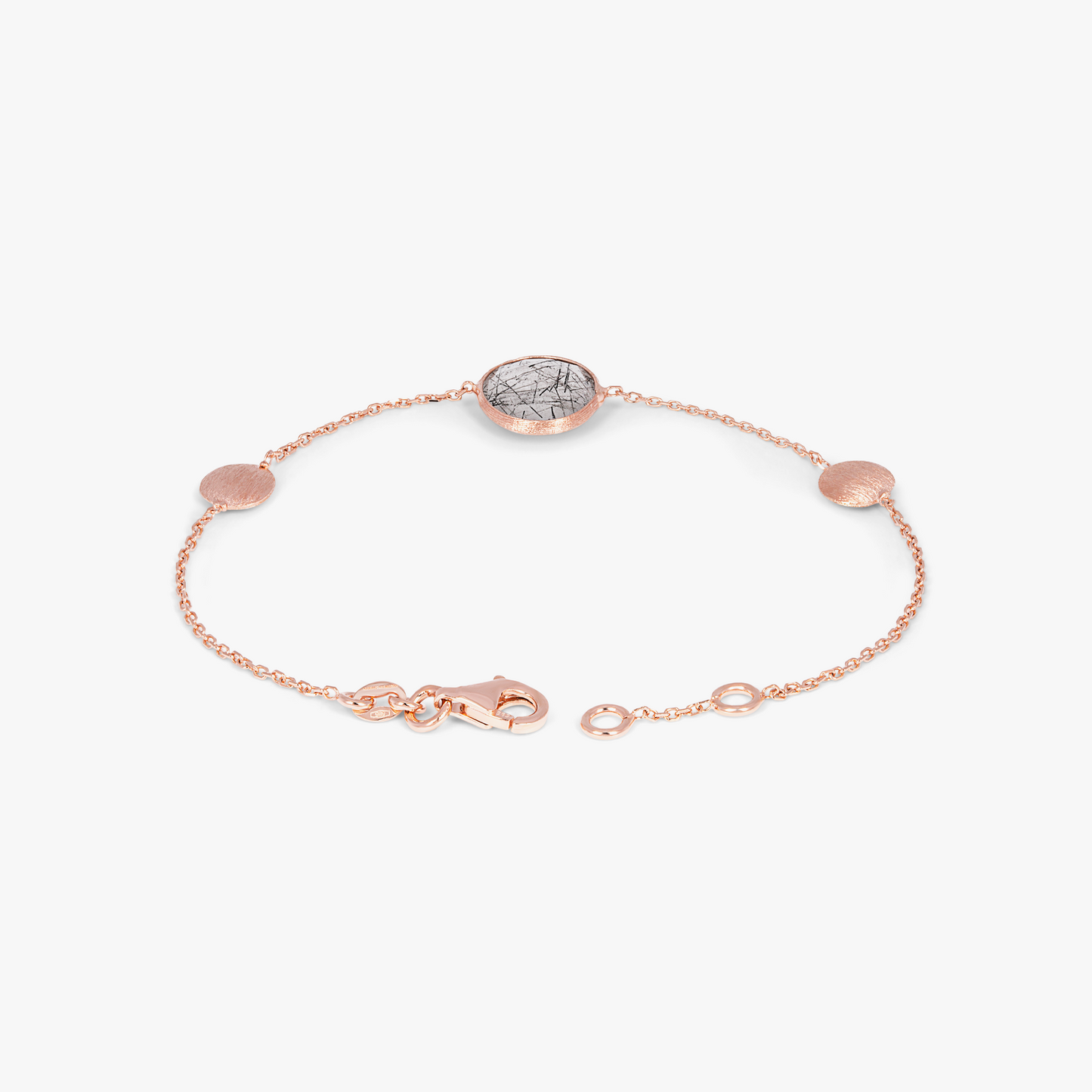 Kensington bracelet in black rutilated quartz and 14k satin rose gold (UK) 3