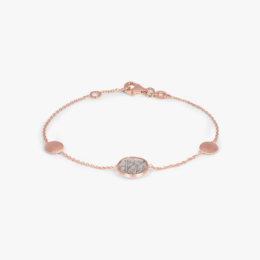 Kensington bracelet in black rutilated quartz and 14k satin rose gold (UK) 1