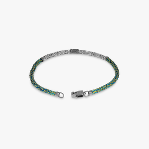 Croce Bamboo bracelet in green and silver hematite with sterling silver