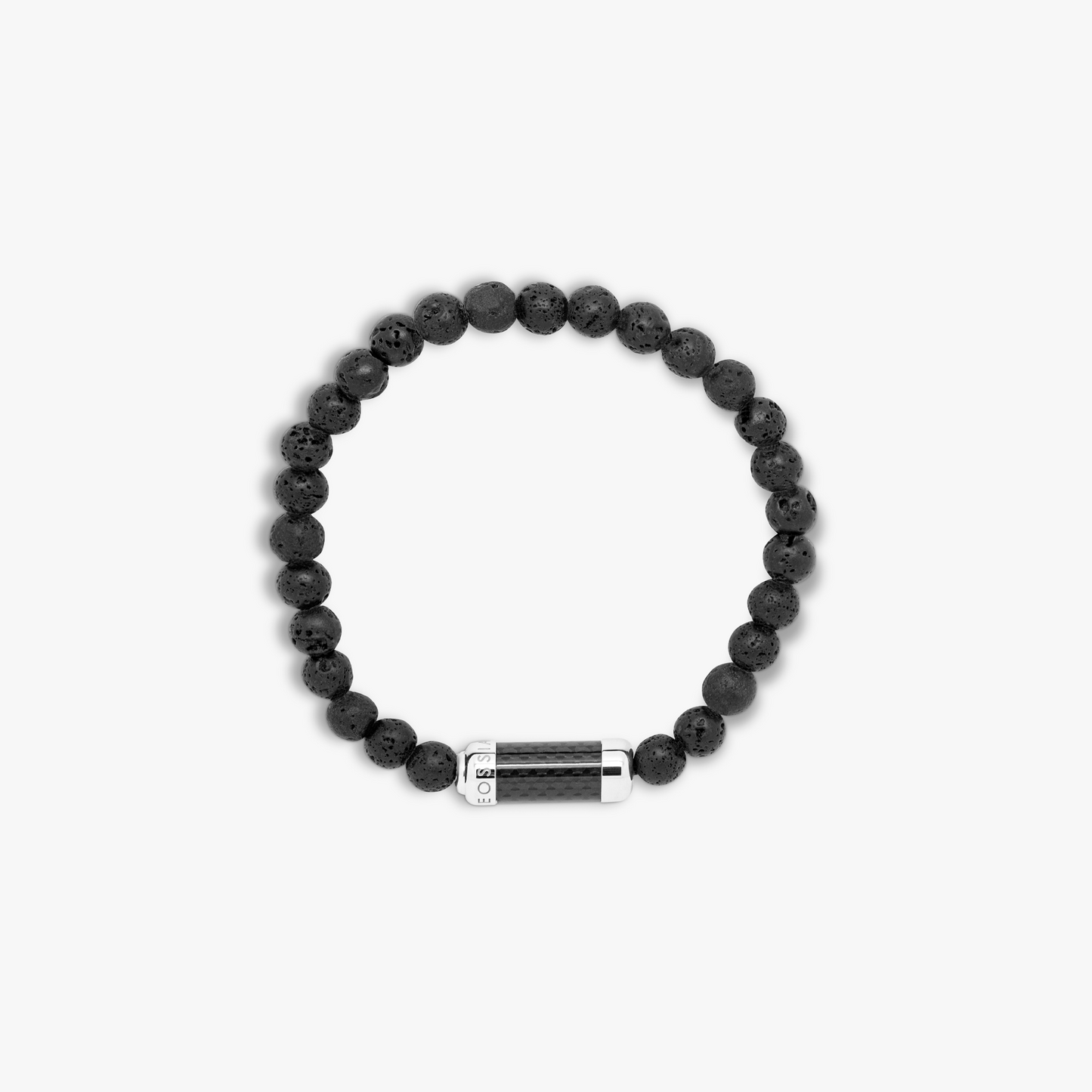 Montecarlo bracelet in black lava with black carbon fibre and sterling silver (UK) 2