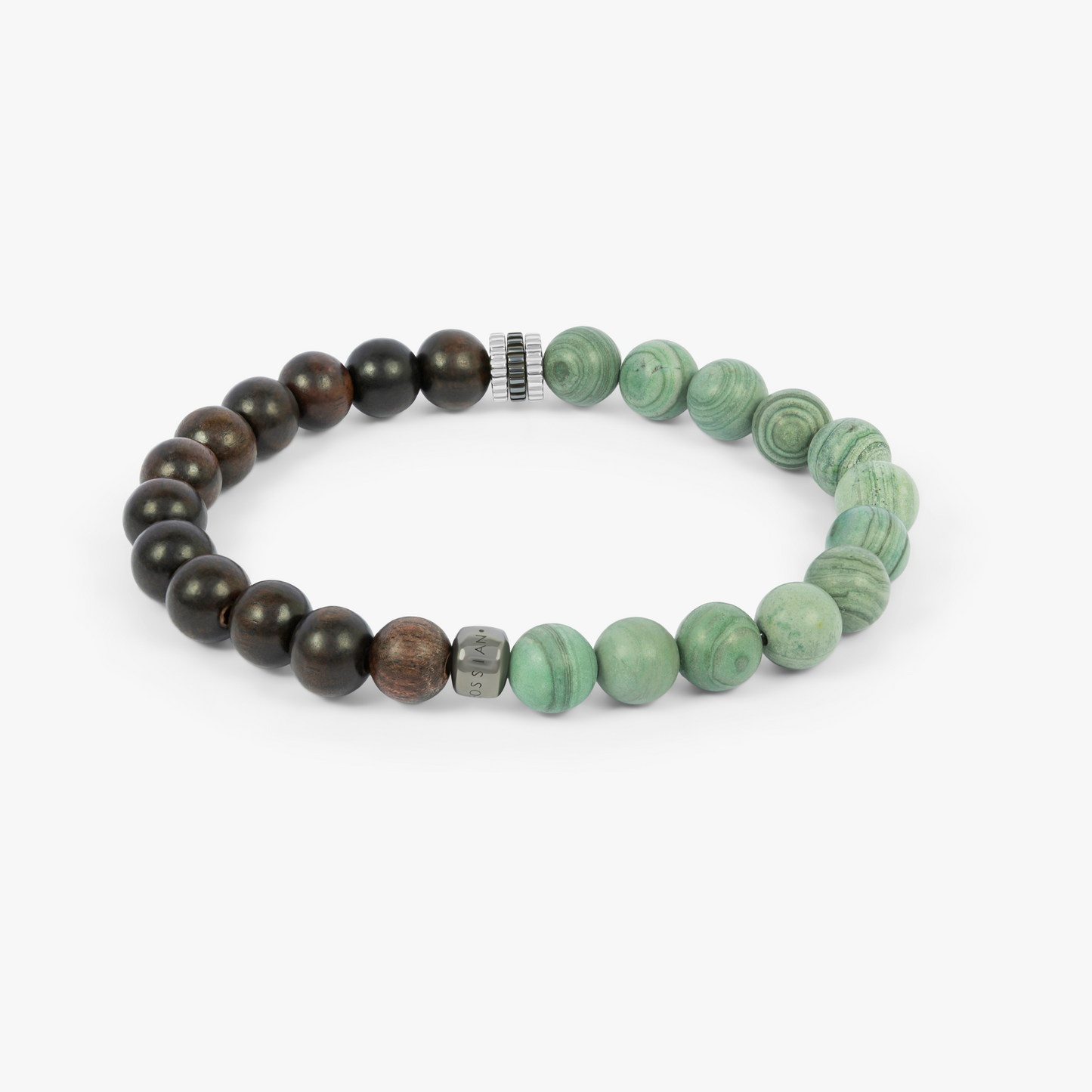 Gear Trio Beaded Bracelet With Ebony & Green Wood Jasper