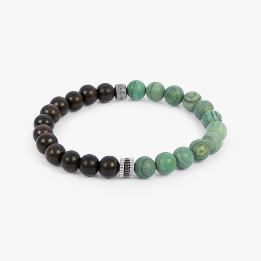 Gear Trio Beaded Bracelet With Ebony & Green Wood Jasper