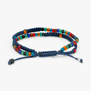 Vetro Recycle bracelet in navy thread with recycled glass