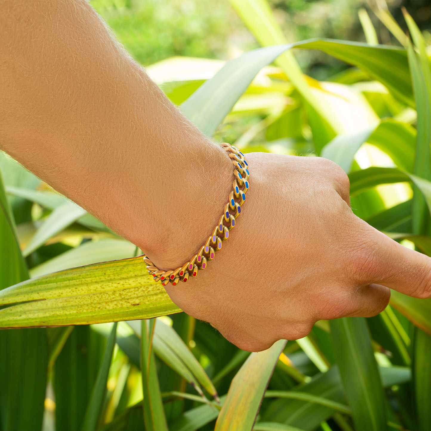 Yellow gold plated stainless steel Mechanicco Colorama bracelet