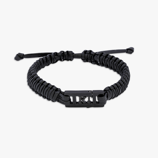 Black leather Grapheme Bracelet