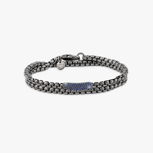 Black rhodium plated sterling silver Catena baton bracelet with sapphires