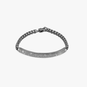 Black rhodium plated sterling silver Windsor bracelet with white diamonds