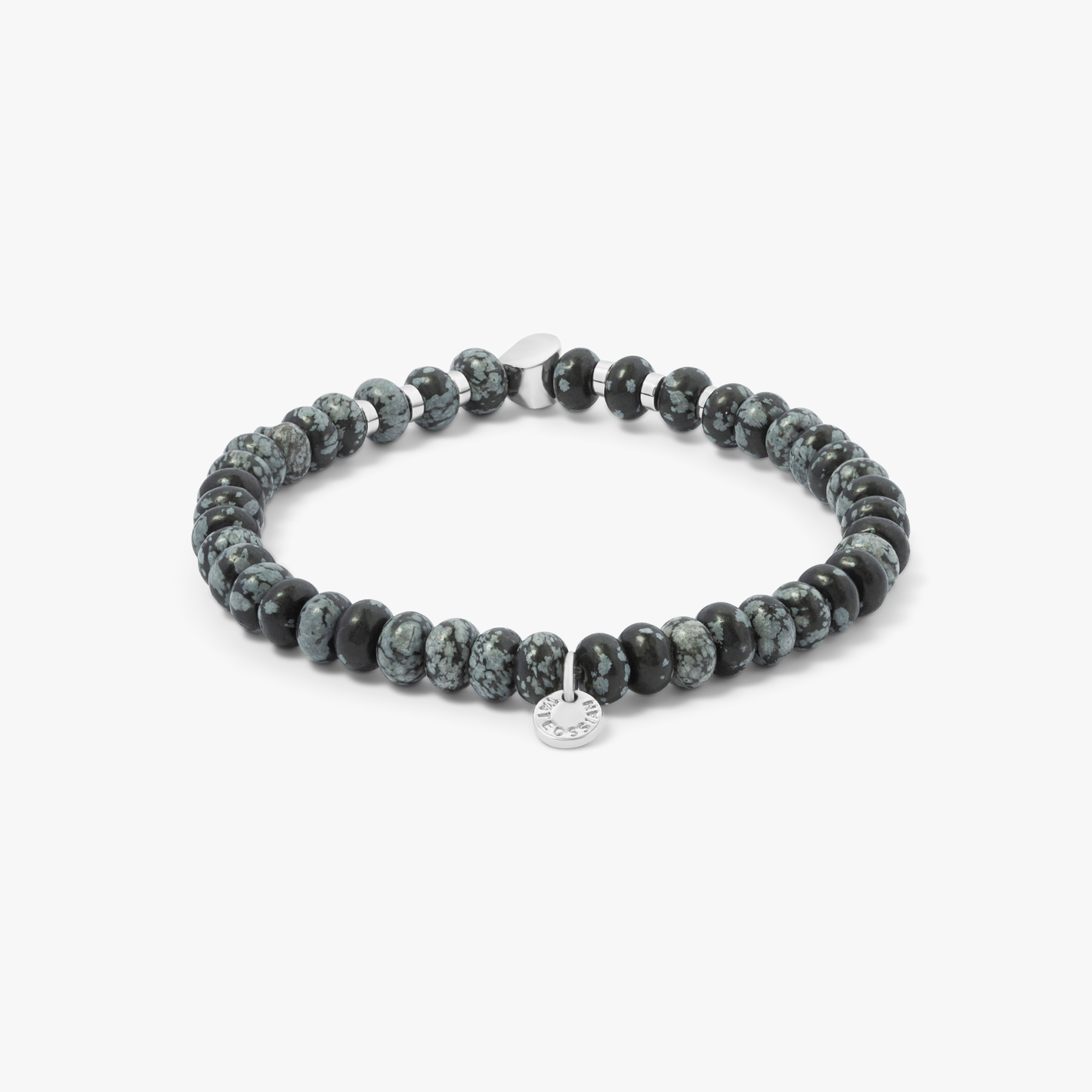 Nepal Nugget Beaded Bracelet In Black Snowflake Obsidian