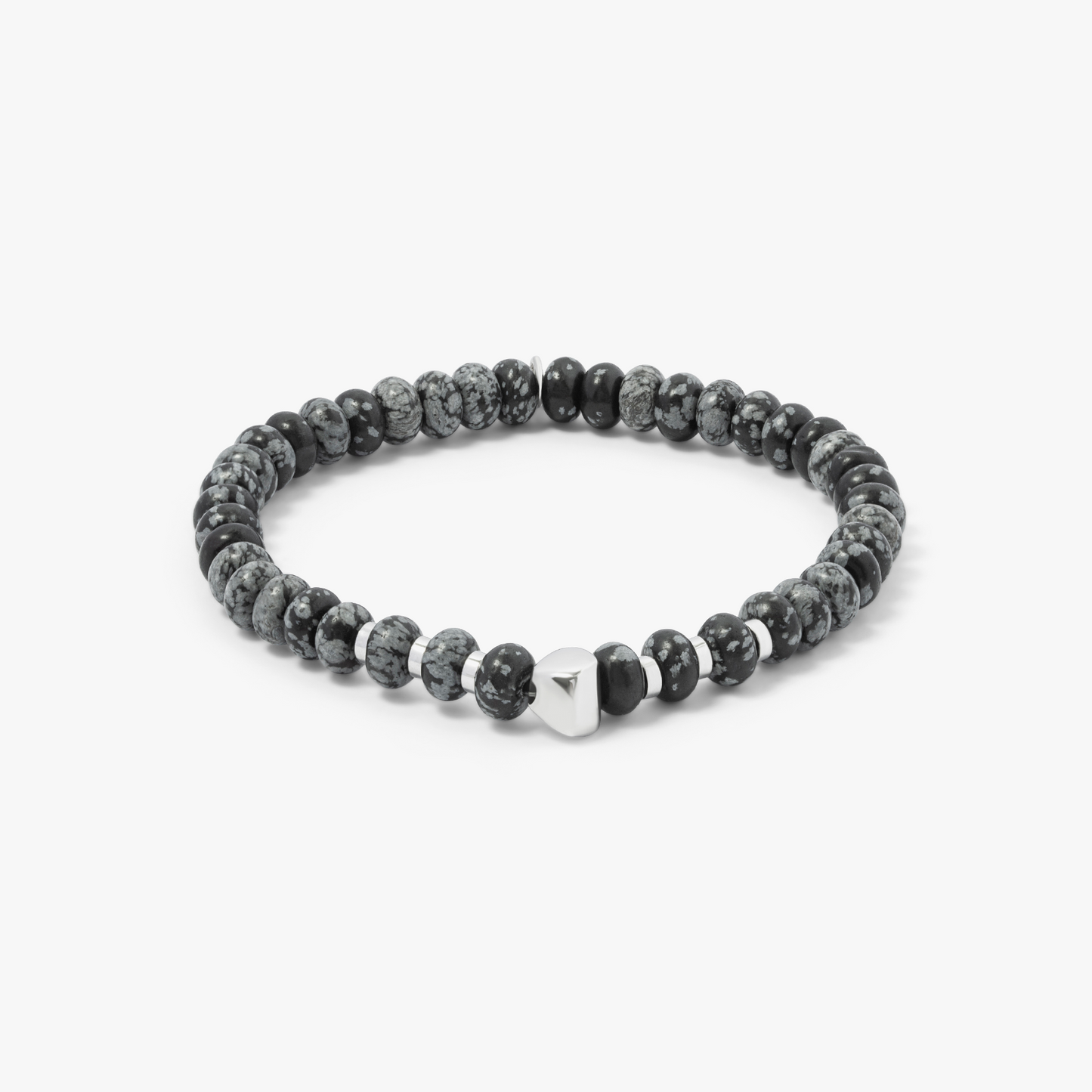 Nepal Nugget Beaded Bracelet In Black Snowflake Obsidian