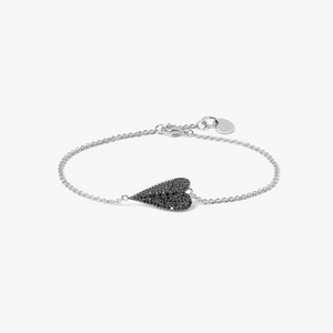 Sterling silver Cuore bracelet with black diamonds