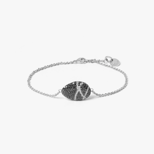 Sterling silver Pebble black diamond bracelet with white diamonds