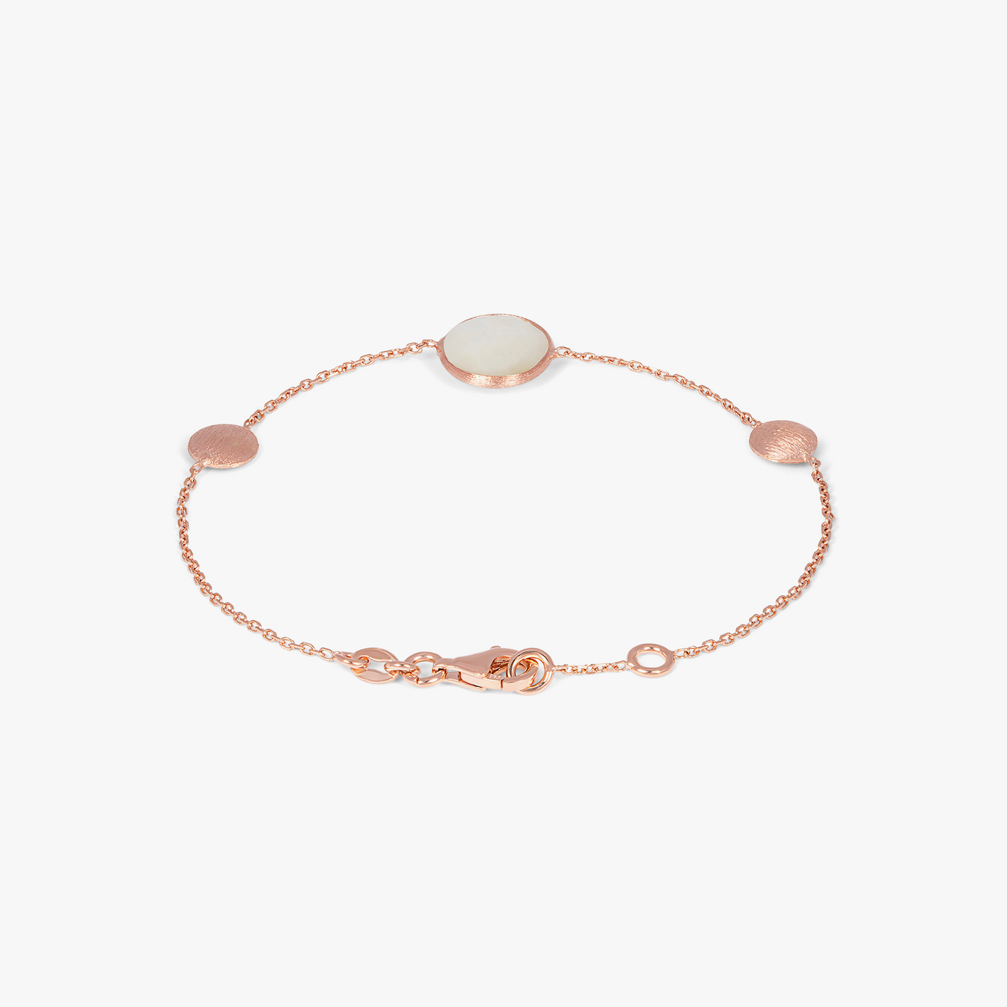 14K satin rose gold Kensington single stone bracelet in white mother of pearl