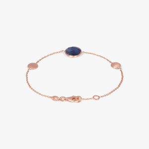 14k satin rose gold Kensington single stone bracelet in sapphire