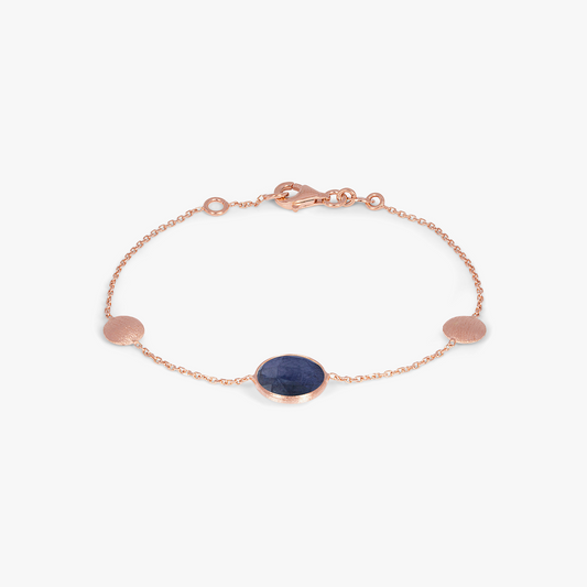 14k satin rose gold Kensington single stone bracelet in sapphire