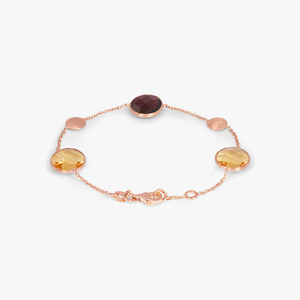 14k satin rose gold Kensington double stone bracelet in garnet and citrine