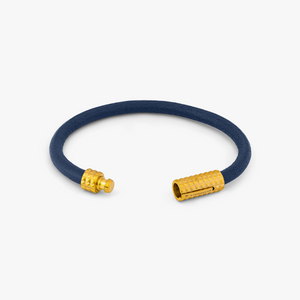 Diamond Giza Leather Bracelet In Yellow Gold Plated