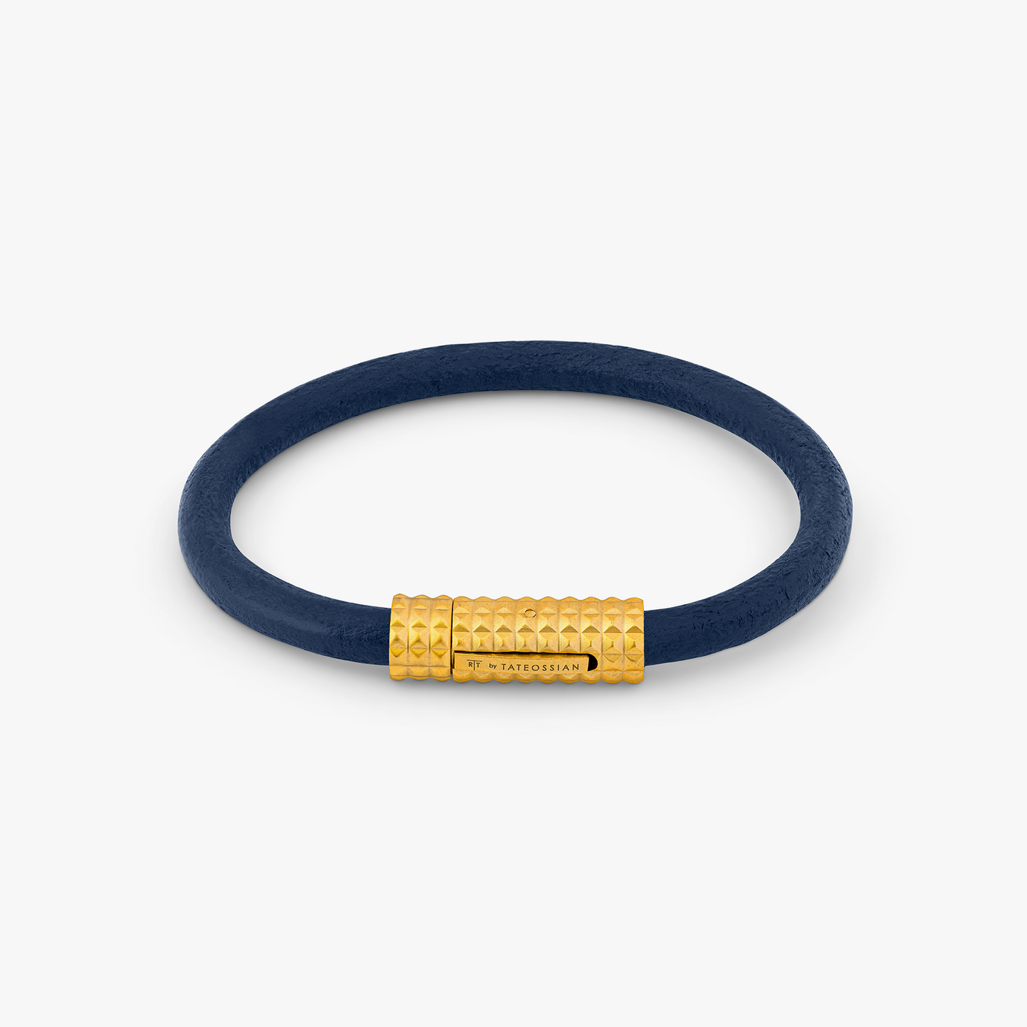 Diamond Giza Leather Bracelet In Yellow Gold Plated