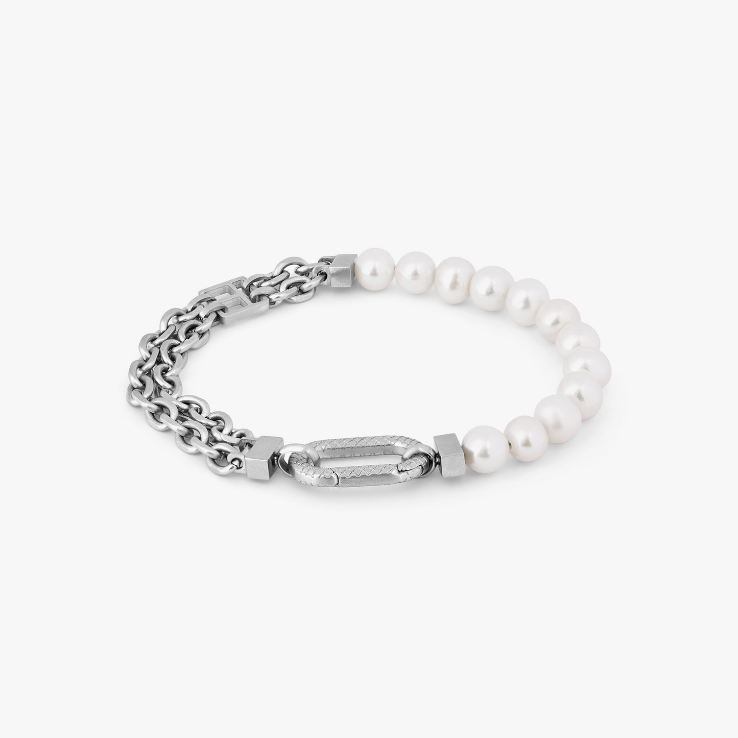 Stainless steel Catena Isaac bracelet with white pearls