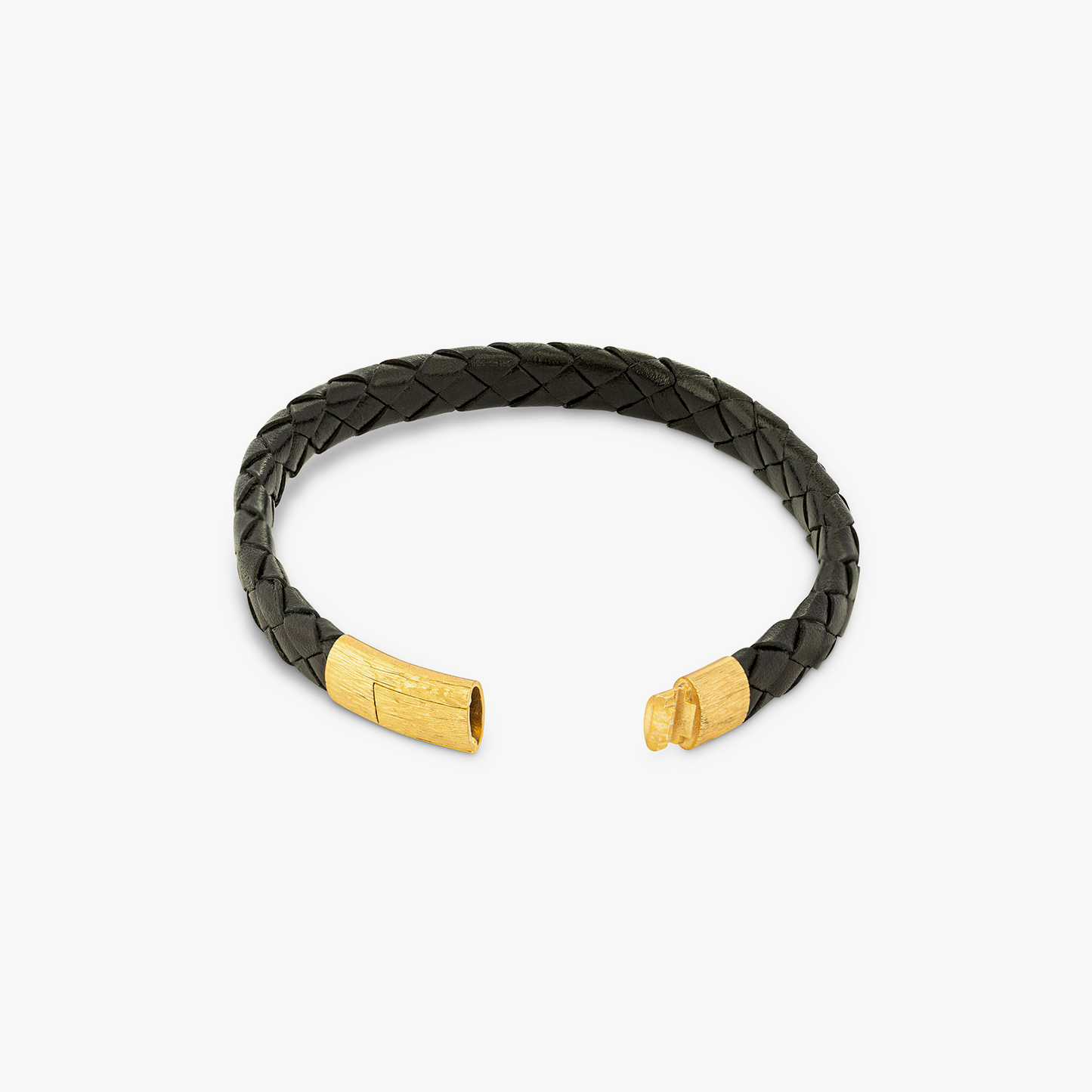 Black Yellow Gold Plated Leather Graffiato Bracelet