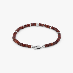 Nodo Beaded Bracelet in Rhodium Silver with Red Jasper