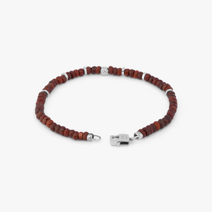 Nodo Beaded Bracelet in Rhodium Silver with Red Jasper