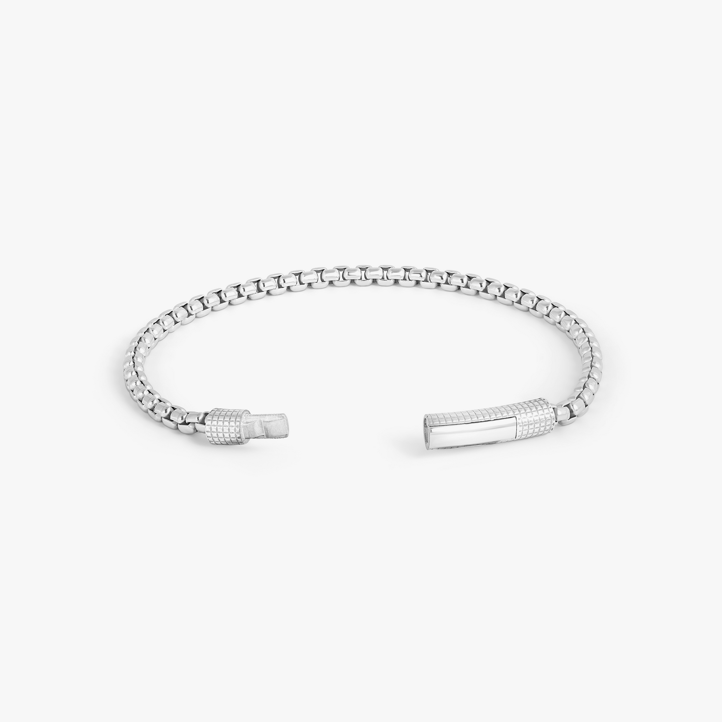 Giza Click Box Chain Bracelet in Rhodium Silver - 4mm