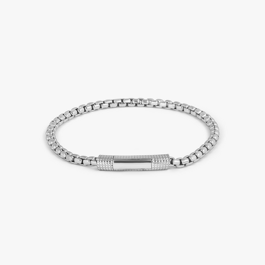 Giza Click Box Chain Bracelet in Rhodium Silver - 4mm