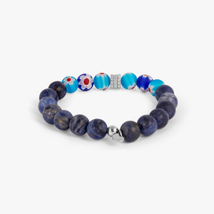 Millefiori Maxi Beaded Bracelet in Stainless Steel with Sodalite