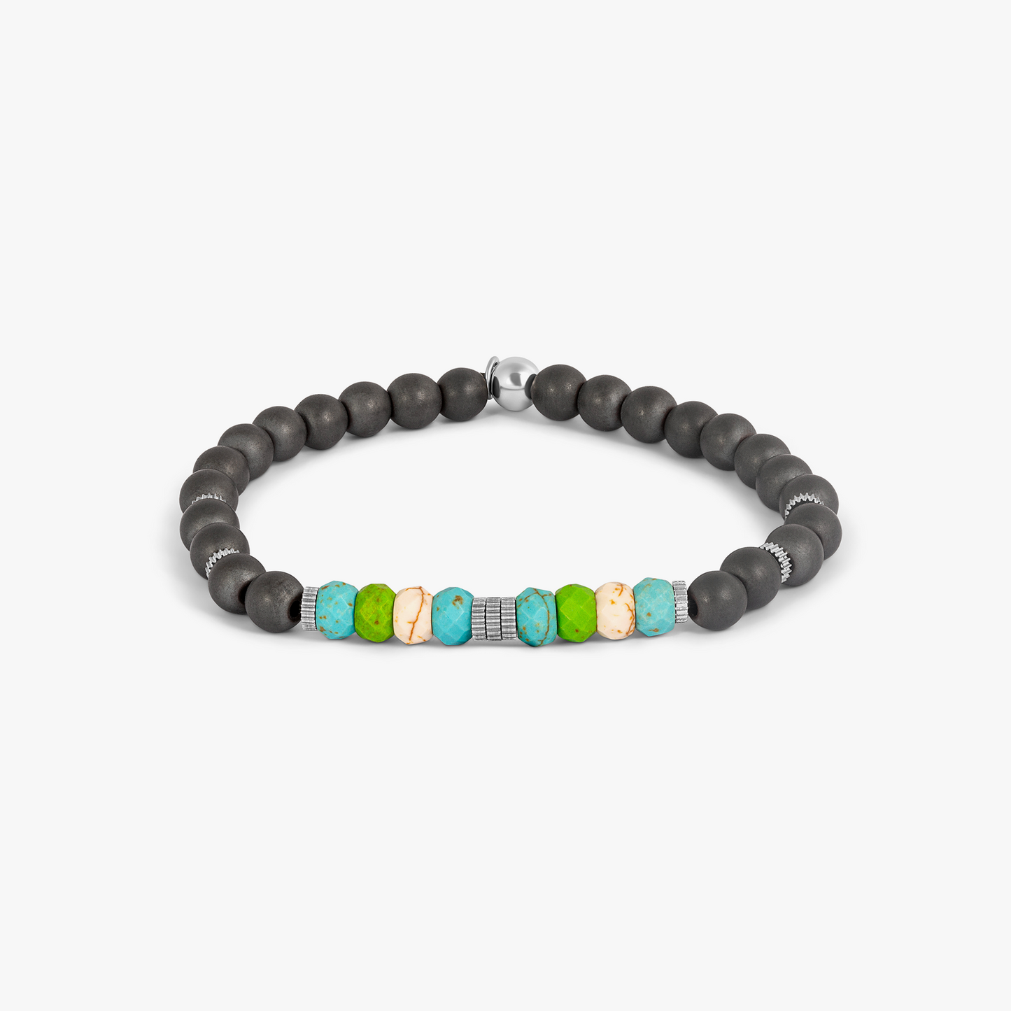 Copacobana Beaded Bracelet in Stainless Steel with Multi Colour Hematite