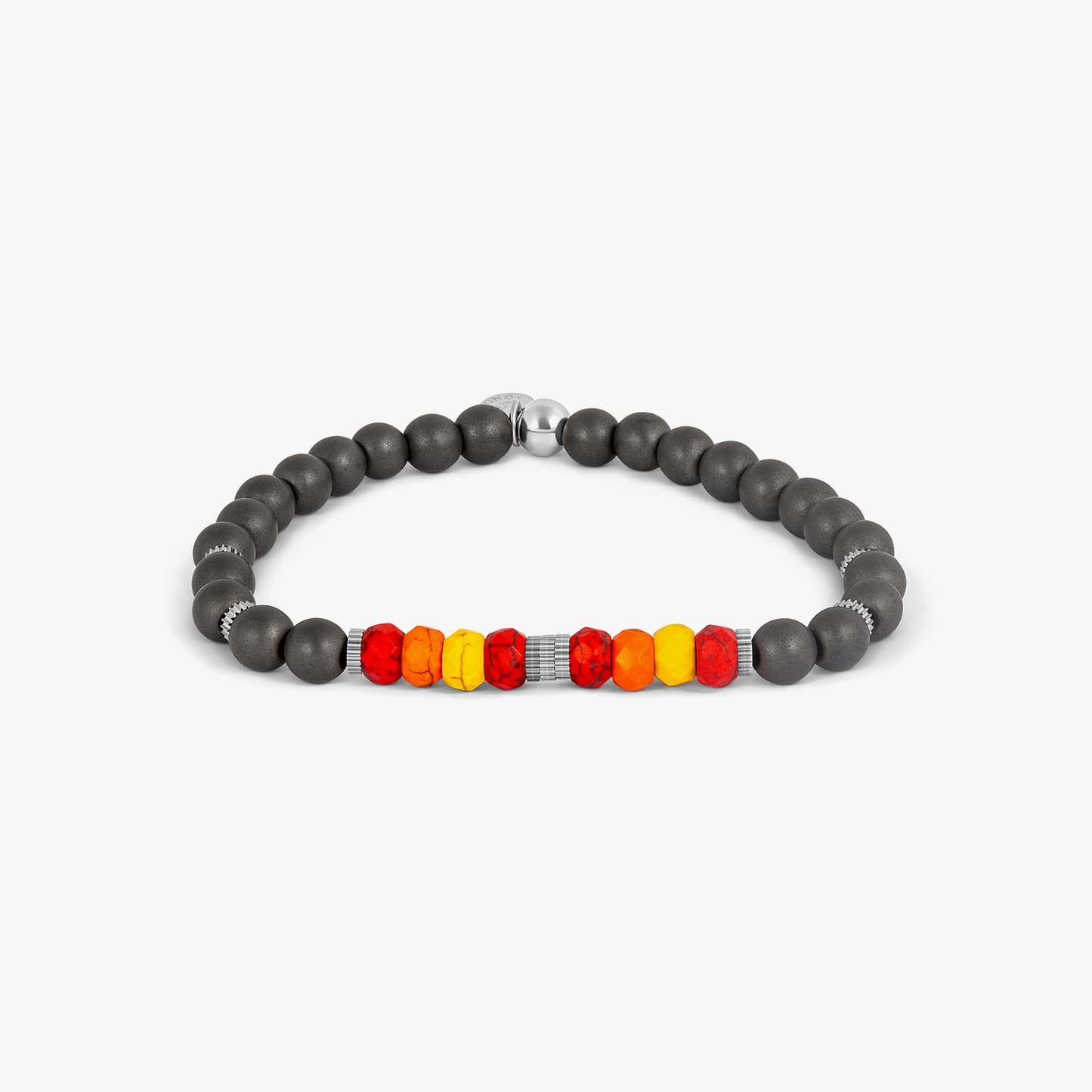 Copacobana Beaded Bracelet in Stainless Steel with Multi Colour Howlite and Hemaitte