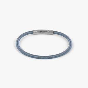 Seta Etched Click Nylon Bracelet in Stainless Steel with Blue Coated Wire