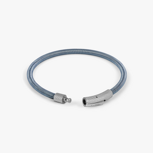 Seta Etched Click Nylon Bracelet in Stainless Steel with Blue Coated Wire