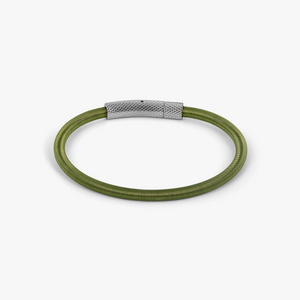 Seta Etched Click Nylon Bracelet in Stainless Steel with Green Coated Wire