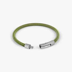 Seta Etched Click Nylon Bracelet in Stainless Steel with Green Coated Wire