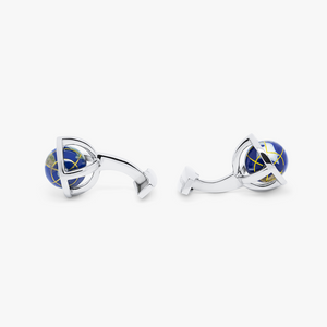Globe Cufflinks In Lapis With Sterling Silver