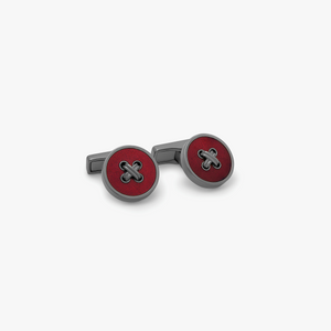 THOMPSON Tambor Button cufflinks with red enamel