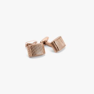 THOMPSON Ribbed cufflinks in rose gold plated steel