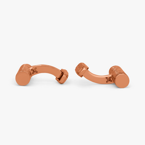 THOMPSON Ribbed  Rose Gold Plated Cylinder cufflinks with enamel