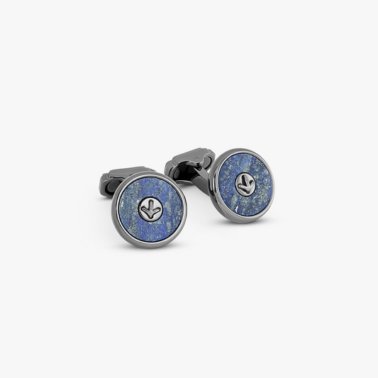 THOMPSON Semi Precious Button cufflinks in blue (UK) 1