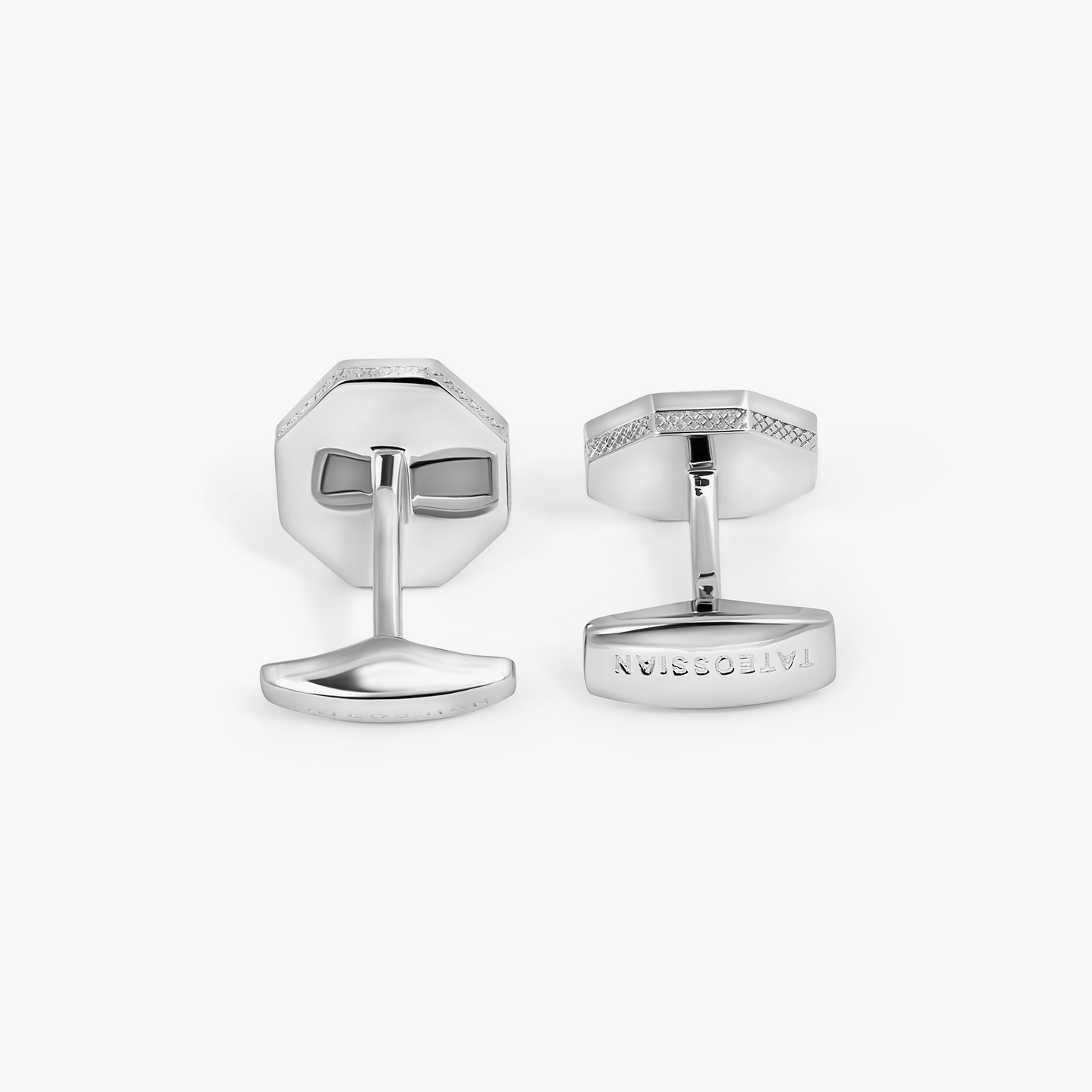 Classic London Eye Cufflinks in Rhodium Silver with Blue Goldstone