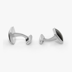 Rhodium plated sterling silver Tuxedo Agate cufflinks (Limited Edition)