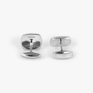 Cable Jasper Cufflinks in Rhodium Plated Silver with Amaroo Turquoise