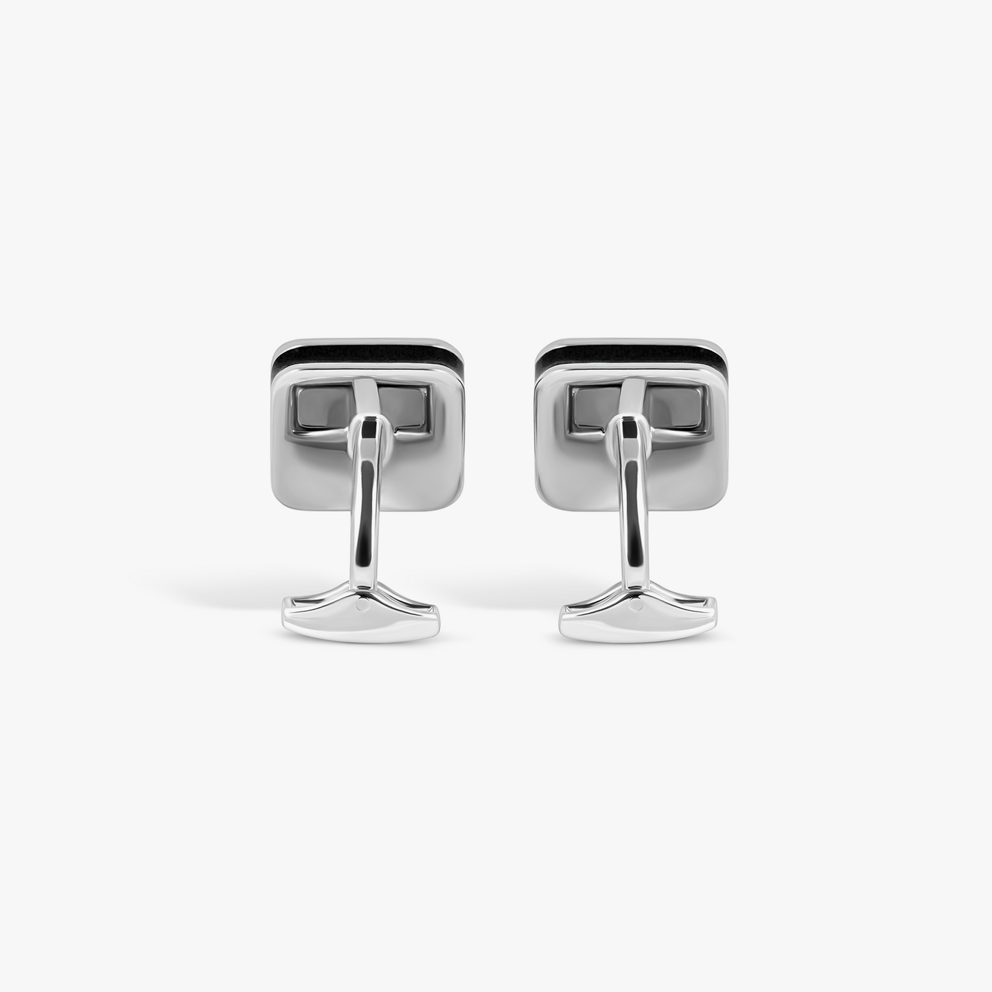 Sports Ice Golf Cufflinks in Palladium Plated with Black Enamel